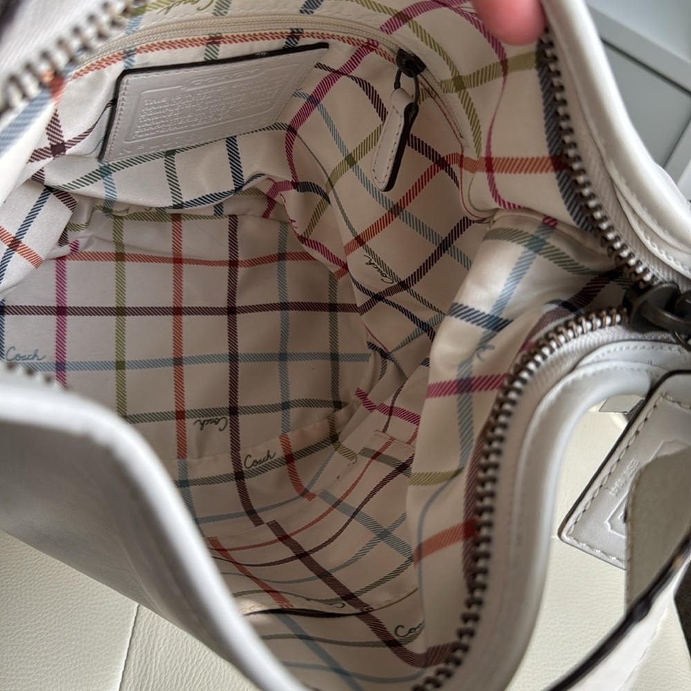 Coach White Sling /Shoulder Leather Bucket Bag - Picture 9 of 13